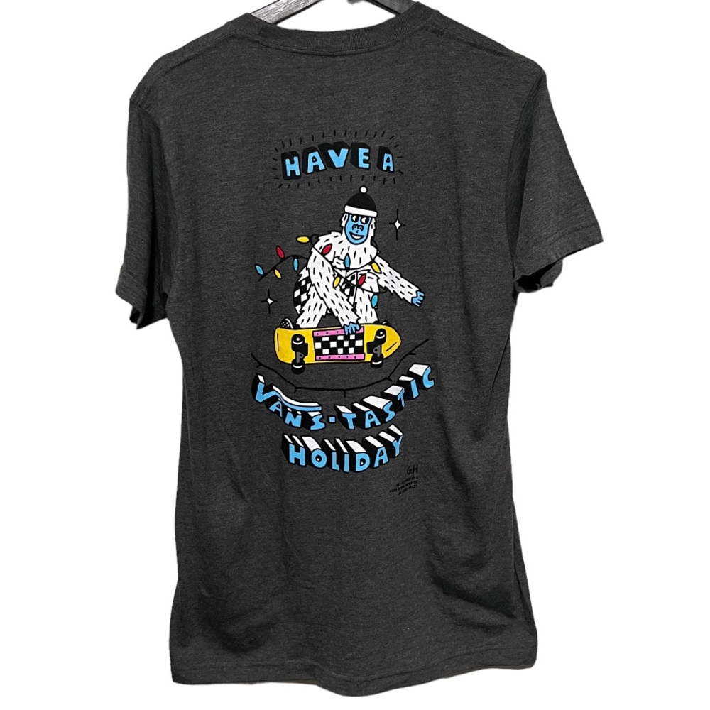 Vans Employee Only Vantasic Holiday Graphic Tee NWT Grey/Blue Modern Mens Medium